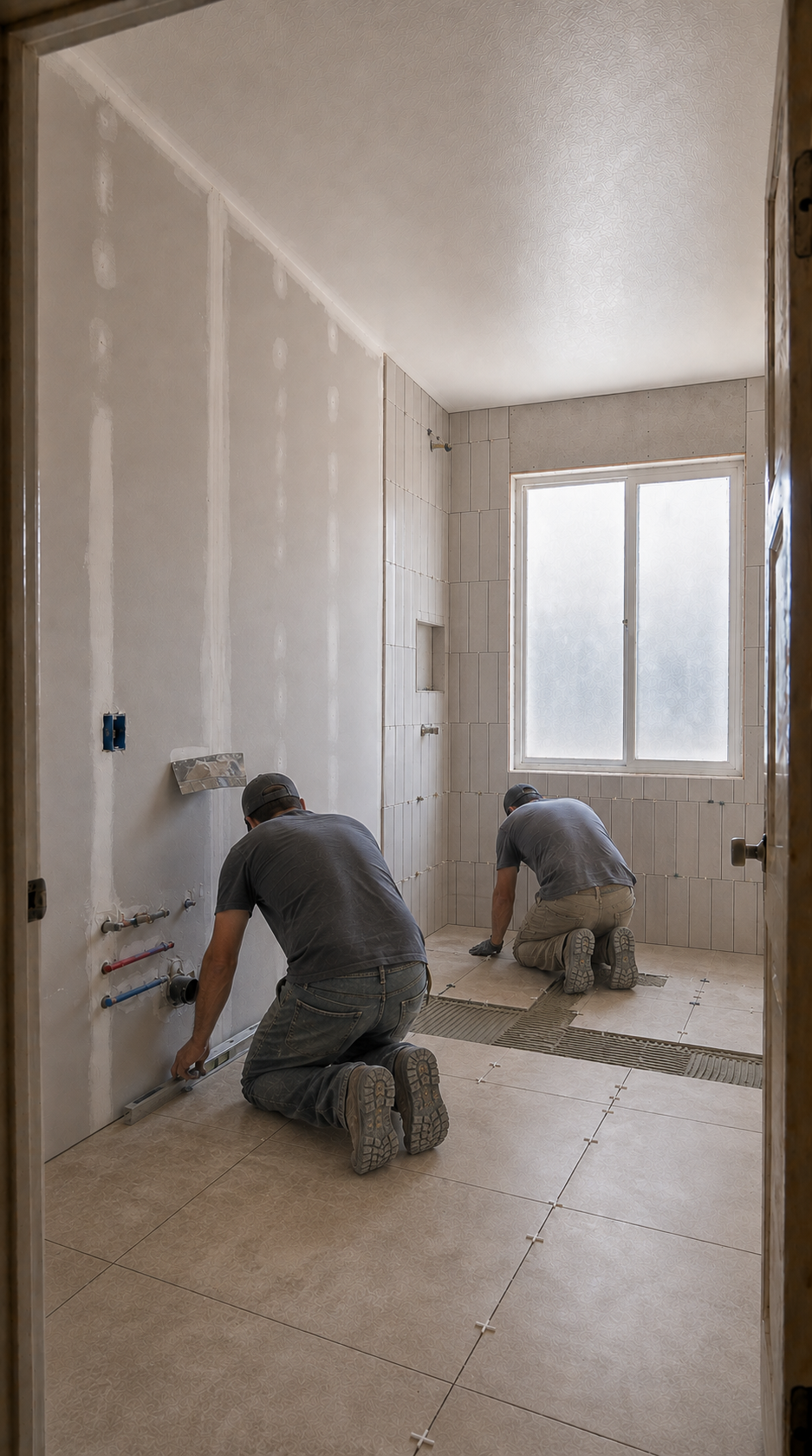 New flooring and tile installation